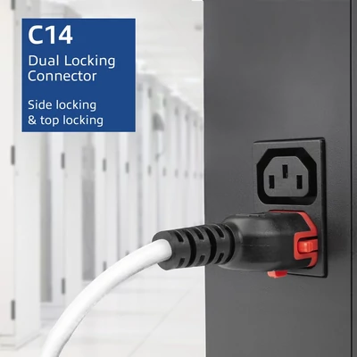 Kép 5/6 - ACT PL0052 Powercord C14 IEC Lock+ Dual Locking - C15 IEC Lock+ 2m White