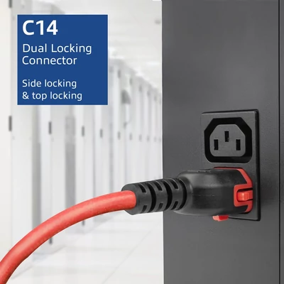 Kép 5/6 - ACT PL0061 Powercord C14 IEC Lock+ Dual Locking - C15 IEC Lock+ 1m Red