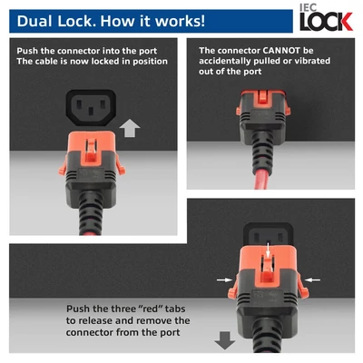 Kép 6/6 - ACT PL0061 Powercord C14 IEC Lock+ Dual Locking - C15 IEC Lock+ 1m Red