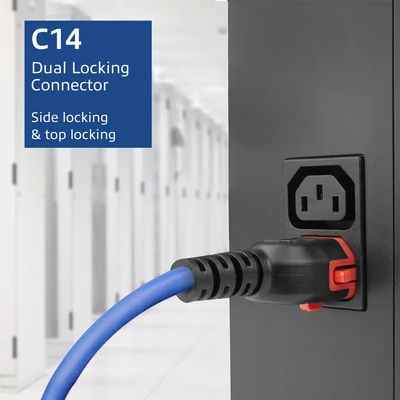 Kép 4/6 - ACT PL0073 Powercord C14 IEC Lock+ Dual Locking - C15 IEC Lock+ 3m Blue