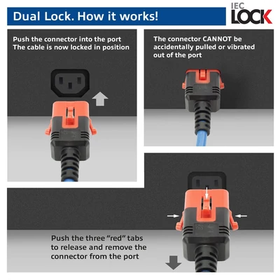 Kép 6/6 - ACT PL0073 Powercord C14 IEC Lock+ Dual Locking - C15 IEC Lock+ 3m Blue