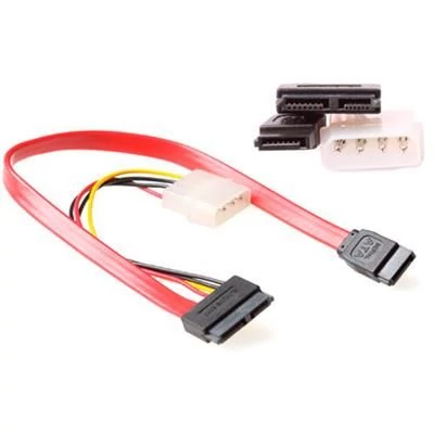 ACT SATA(6+7) female - SATA(7) female + 5,25" male (4 pins) 0,3m Color