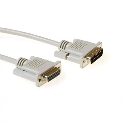 ACT Serial 1:1 connection cable 15 pin D-sub male to 15 pin D-sub female 5m Ivory