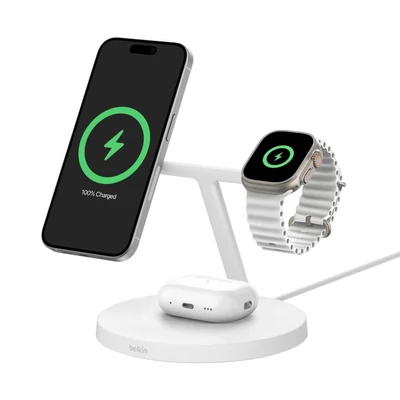 Kép 6/7 - Belkin BoostCharge Pro 3-in-1 Wireless Charging Stand with Qi2 15W White