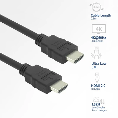 Kép 2/6 - ACT HDMI 4K LSZH Premium High Speed cable v2.0 HDMI-A male to HDMI-A male 5m Black