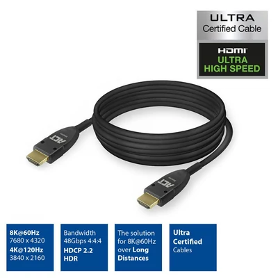 Kép 2/3 - ACT HDMI 8K Ultra High Speed Certified Active Optical Cable HDMI A male to HDMI A male 20m Black