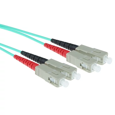 ACT LSZH Multimode 50/125 OM3 fiber cable duplex with SC connectors 10m Blue