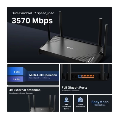 Kép 4/5 - TP-Link Archer BE220 BE3600 Dual-Band Wi-Fi 7 Router