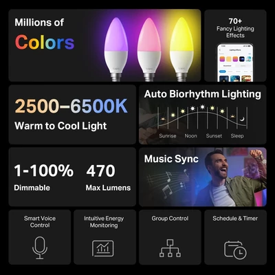 Kép 2/2 - TP-Link Tapo L430C Smart Light Bulb Multicolor (2-Pack)