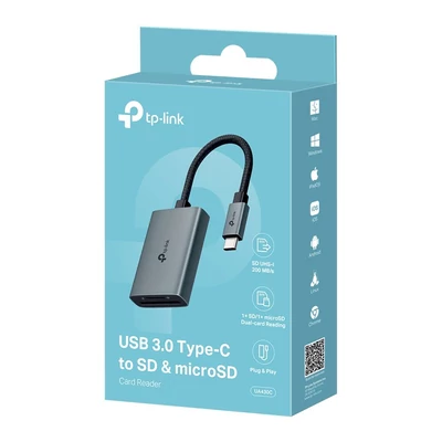 Kép 6/6 - TP-Link UA430C USB Type-C to SD & microSD 3.0 Card Reader Grey