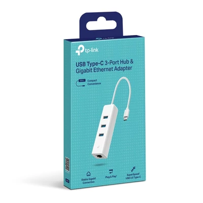Kép 3/3 - TP-Link UE330C USB Type-C 3-Port Hub & Gigabit Ethernet Adapter