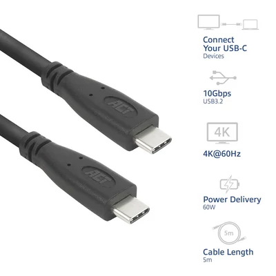 Kép 2/6 - ACT USB-C to USB-C cable 5m Black