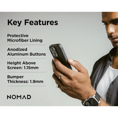 Kép 5/9 - Nomad Modern Leather Horween iPhone 16 Pro case Black