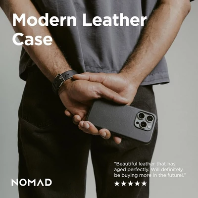 Kép 8/9 - Nomad Modern Leather Horween iPhone 16 Pro case Black