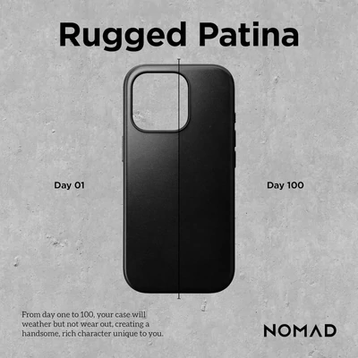 Kép 2/9 - Nomad Modern Leather Horween iPhone 16 Pro Max case Black