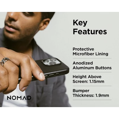 Kép 5/9 - Nomad Modern Leather Horween iPhone 16 Pro Max case Black