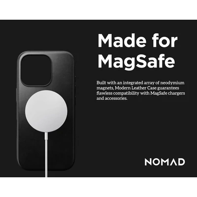 Kép 6/9 - Nomad Modern Leather Horween iPhone 16 Pro Max case Black