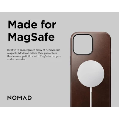 Kép 6/9 - Nomad Modern Leather Horween iPhone 16 Pro Max case Rustic Brown