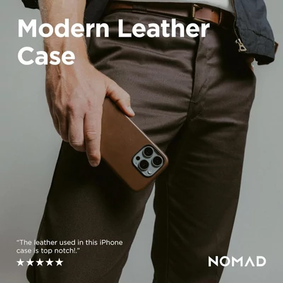 Kép 8/9 - Nomad Modern Leather Horween iPhone 16 Pro Max case Rustic Brown