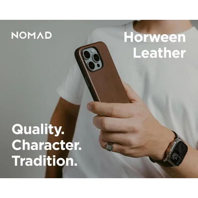 Kép 9/9 - Nomad Modern Leather Horween iPhone 16 Pro Max case Rustic Brown
