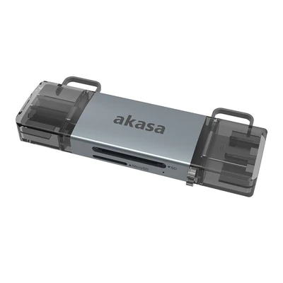 Kép 2/5 - Akasa 2-In-1 USB 3.2 OTG Dual Card Reader Grey