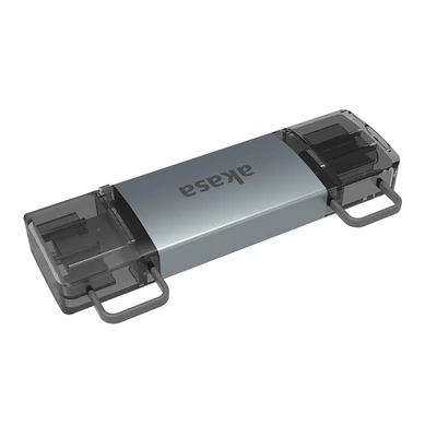 Kép 3/5 - Akasa 2-In-1 USB 3.2 OTG Dual Card Reader Grey