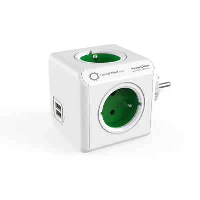 Allocacoc PowerCube Original USB 4DIN Fali White/Green