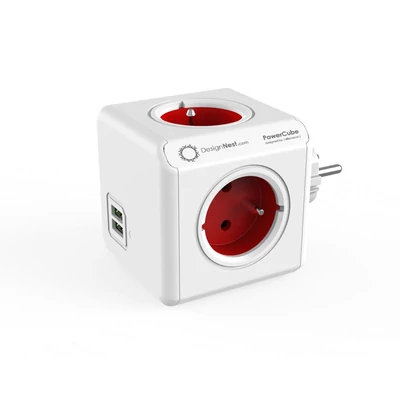 Allocacoc PowerCube Original USB 4DIN Fali White/Red