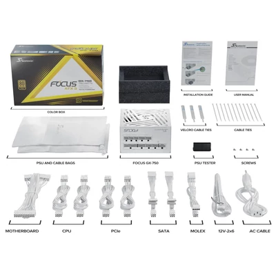 Kép 11/11 - Seasonic 750W 80+ Gold Focus GX White Edition