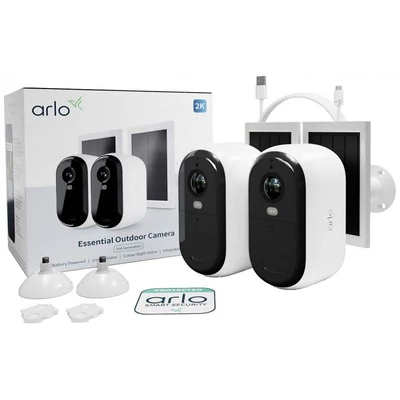Kép 2/3 - Arlo Essential (Gen.2) Bundle 2K Outdoor Security Camera (2 Camera Kit) + (2 Essential Solar Panel Charger) White