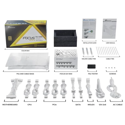 Kép 11/11 - Seasonic 1000W 80+ Gold Focus GX White Edition