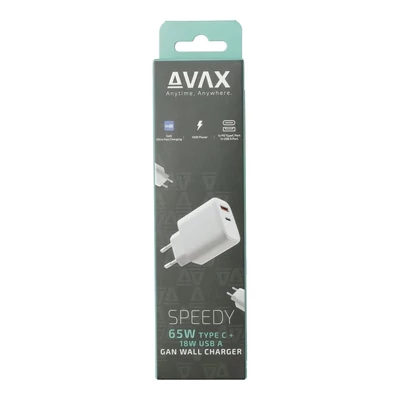 Kép 5/5 - Avax CH360 SPEEDY 65W USB Charger White