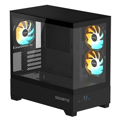 Kép 2/7 - Gigabyte C201 Panoramic Tempered Glass Black