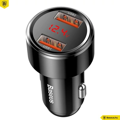 Kép 2/5 - Baseus Magic Series QC 3.0 6A + 6A Car Charger Black
