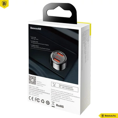 Kép 5/5 - Baseus Magic Series QC 3.0 6A + 6A Car Charger Black