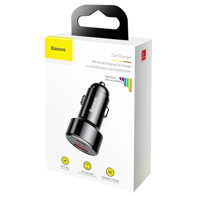 Kép 6/6 - Baseus PPS Quick Charging Car Charger Black
