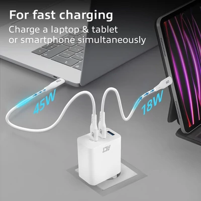 Kép 2/9 - ACT ACT USB-C/USB-A Charger 65W 3-port with Power Delivery PPS, QuickCharge and GanFast