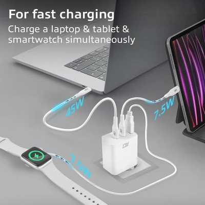 Kép 3/9 - ACT ACT USB-C/USB-A Charger 65W 3-port with Power Delivery PPS, QuickCharge and GanFast