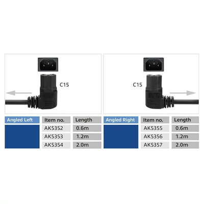 Kép 5/8 - ACT Powercord C14 - C15 (angled right) 1,2m Black