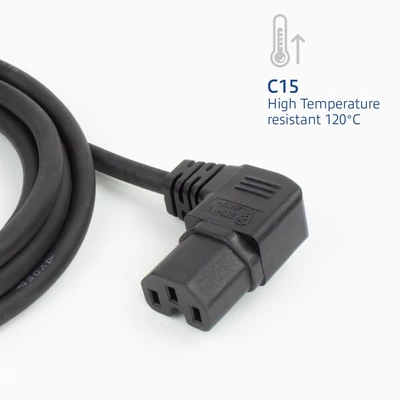 Kép 7/8 - ACT Powercord C14 - C15 (angled right) 1,2m Black