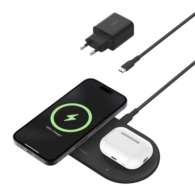 Kép 3/3 - Belkin BOOST Charge Pro 2in1 Qi2 15w Magnetic Charging Pad Black