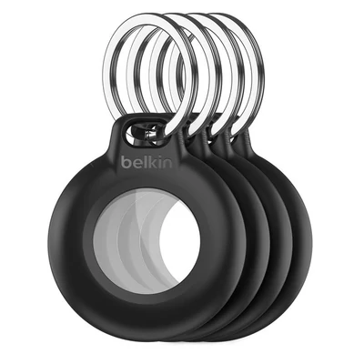 Belkin Waterproof Secure Holder with Key Ring for AirTag 4 Pack Black