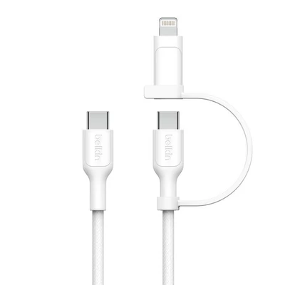Kép 2/5 - Belkin BoostCharge Pro 2-in-1 Cable with USB-C and Lightning Connector 1,5m White