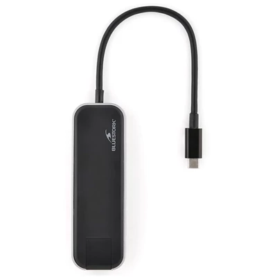 Kép 3/5 - Bluestork HUB-OFFICE USB-C to 3xUSB2.0 + 1xUSB-C + 1xHDMI + 1xRJ45 Grey