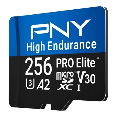 Kép 2/7 - PNY 256GB microSDXC Pro Elite High Endurance Class 10 U3 V30 A2 + adapterrel