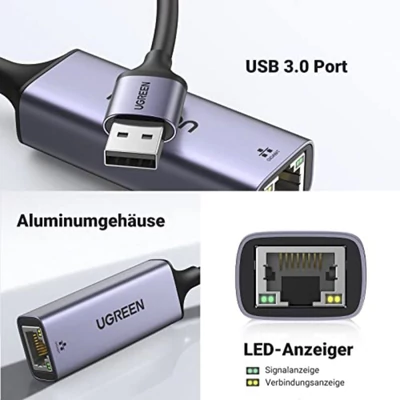 Kép 2/3 - UGREEN USB 3.0 A To Gigabit Ethernet Adapter