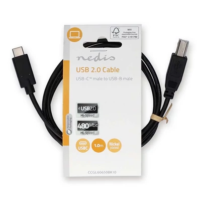 Kép 3/3 - Nedis USB-C - USB- B USB Cable 1m Black