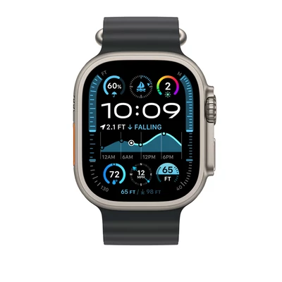 Kép 3/3 - Apple Watch 49mm Band:  Black Ocean Band Extension - Natural Titanium Finish