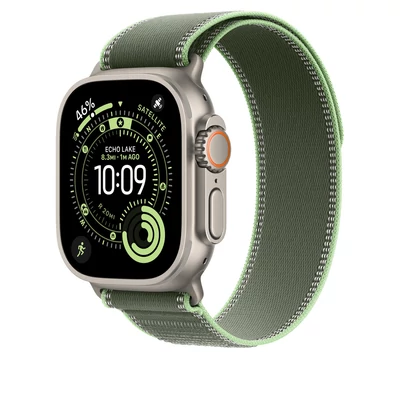 Kép 3/3 - Apple Watch 49mm Loop:  Green/Neon Trail Loop - S/M - Natural Titanium Finish