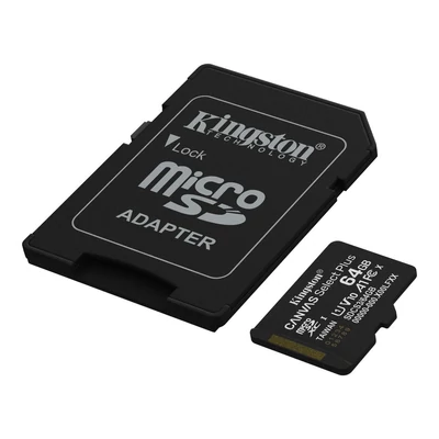 Kép 2/3 - Kingston 64GB microSDXC Canvas Select Plus Gen3 Class 10 UHS-1 A1 V10 + adapterrel